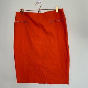 NWT New York and Company Orange Zipper Front Pockets Pencil Skirt
